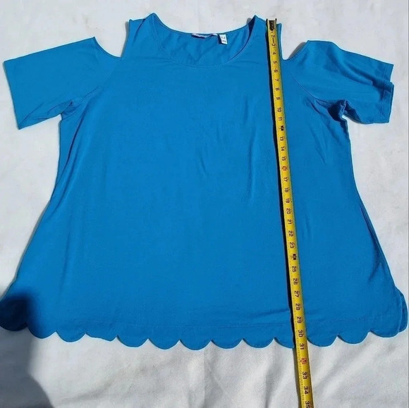 Isaac Mizrahi Live 3X Womens Blouse Turquoise Color - Picture 5 of 8